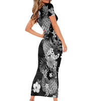 Hawaii Pineapple Tropical Family Matching Short Sleeve Bodycon Dress and Hawaiian Shirt Neutral Hibiscus Plumeria LT01 - Polynesian Pride