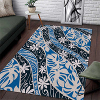Ninamu Tahiti Tiare Monstera Area Rug Polynesian Pattern Curve Style - Polynesian Pride