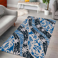 Ninamu Tahiti Tiare Monstera Area Rug Polynesian Pattern Curve Style - Polynesian Pride