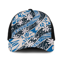 Ninamu Tahiti Tiare Monstera Baseball Net Cap Polynesian Pattern Curve Style LT01 One Size Black Blue - Polynesian Pride