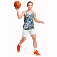 Ninamu Tahiti Tiare Monstera Basketball Jersey Polynesian Pattern Curve Style - Polynesian Pride