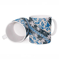 Ninamu Tahiti Tiare Monstera Ceramic Mug Polynesian Pattern Curve Style - Polynesian Pride