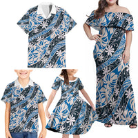 Ninamu Tahiti Tiare Monstera Family Matching Off Shoulder Maxi Dress and Hawaiian Shirt Polynesian Pattern Curve Style LT01 - Polynesian Pride