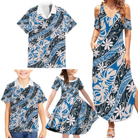Ninamu Tahiti Tiare Monstera Family Matching Summer Maxi Dress and Hawaiian Shirt Polynesian Pattern Curve Style LT01 - Polynesian Pride