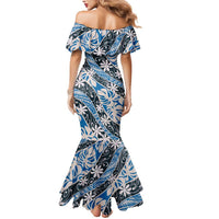 Ninamu Tahiti Tiare Monstera Mermaid Dress Polynesian Pattern Curve Style - Polynesian Pride
