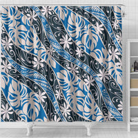 Ninamu Tahiti Tiare Monstera Shower Curtain Polynesian Pattern Curve Style - Polynesian Pride
