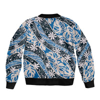 Ninamu Tahiti Tiare Monstera Sleeve Zip Bomber Jacket Polynesian Pattern Curve Style LT01 - Polynesian Pride