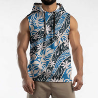 Ninamu Tahiti Tiare Monstera Sleeveless Hoodie Polynesian Pattern Curve Style LT01 - Polynesian Pride