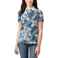 Ninamu Tahiti Tiare Monstera Women Polo Shirt Polynesian Pattern Curve Style - Polynesian Pride