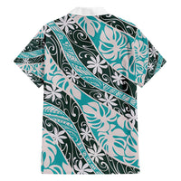 Cyan Tahiti Tiare Monstera Hawaiian Shirt Polynesian Pattern Curve Style LT01 - Polynesian Pride