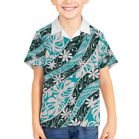 Cyan Tahiti Tiare Monstera Hawaiian Shirt Polynesian Pattern Curve Style LT01 - Polynesian Pride