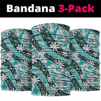 Cyan Tahiti Tiare Monstera Neck Gaiter Polynesian Pattern Curve Style - Polynesian Pride