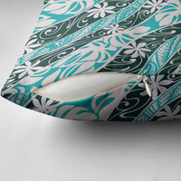 Cyan Tahiti Tiare Monstera Pillow Cover Polynesian Pattern Curve Style LT01 - Polynesian Pride