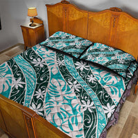 Cyan Tahiti Tiare Monstera Quilt Bed Set Polynesian Pattern Curve Style LT01 - Polynesian Pride
