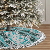 Cyan Tahiti Tiare Monstera Tree Skirt Polynesian Pattern Curve Style LT01 - Polynesian Pride