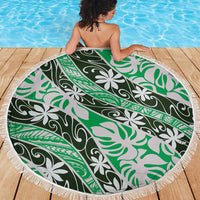 Matie Tahiti Tiare Monstera Beach Blanket Polynesian Pattern Curve Style LT01 - Polynesian Pride
