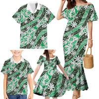 Matie Tahiti Tiare Monstera Family Matching Mermaid Dress and Hawaiian Shirt Polynesian Pattern Curve Style - Polynesian Pride