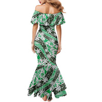 Matie Tahiti Tiare Monstera Family Matching Mermaid Dress and Hawaiian Shirt Polynesian Pattern Curve Style - Polynesian Pride