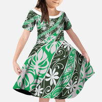 Matie Tahiti Tiare Monstera Family Matching Off Shoulder Short Dress and Hawaiian Shirt Polynesian Pattern Curve Style - Polynesian Pride