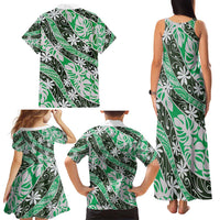 Matie Tahiti Tiare Monstera Family Matching Tank Maxi Dress and Hawaiian Shirt Polynesian Pattern Curve Style - Polynesian Pride