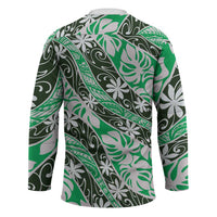 Matie Tahiti Tiare Monstera Hockey Jersey Polynesian Pattern Curve Style LT01 - Polynesian Pride
