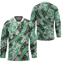 Matie Tahiti Tiare Monstera Hockey Jersey Polynesian Pattern Curve Style - Polynesian Pride