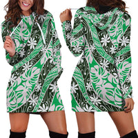 Matie Tahiti Tiare Monstera Hoodie Dress Polynesian Pattern Curve Style - Polynesian Pride