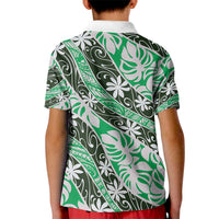 Matie Tahiti Tiare Monstera Kid Polo Shirt Polynesian Pattern Curve Style - Polynesian Pride