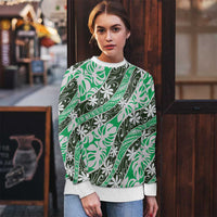 Matie Tahiti Tiare Monstera Ugly Christmas Sweater Polynesian Pattern Curve Style - Polynesian Pride