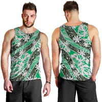Matie Tahiti Tiare Monstera Men Tank Top Polynesian Pattern Curve Style - Polynesian Pride