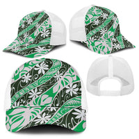 Matie Tahiti Tiare Monstera Mesh Trucker Cap Polynesian Pattern Curve Style LT01 - Polynesian Pride