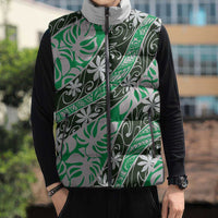 Matie Tahiti Tiare Monstera Sleeveless Puffer Jacket Polynesian Pattern Curve Style LT01 - Polynesian Pride