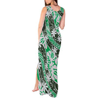 Matie Tahiti Tiare Monstera Tank Maxi Dress Polynesian Pattern Curve Style - Polynesian Pride