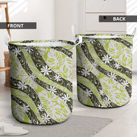 Olive Tahiti Tiare Monstera Laundry Basket Polynesian Pattern Curve Style LT01 - Polynesian Pride