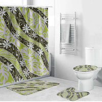Olive Tahiti Tiare Monstera Bathroom Set Polynesian Pattern Curve Style - Polynesian Pride
