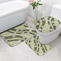 Olive Tahiti Tiare Monstera Bathroom Set Polynesian Pattern Curve Style - Polynesian Pride