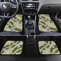 Olive Tahiti Tiare Monstera Car Mats Polynesian Pattern Curve Style - Polynesian Pride
