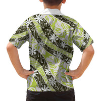 Olive Tahiti Tiare Monstera Family Matching Off Shoulder Maxi Dress and Hawaiian Shirt Polynesian Pattern Curve Style LT01 - Polynesian Pride