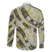 Olive Tahiti Tiare Monstera Family Matching Off Shoulder Maxi Dress and Hawaiian Shirt Polynesian Pattern Curve Style LT01 - Polynesian Pride