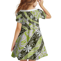 Olive Tahiti Tiare Monstera Family Matching Off Shoulder Short Dress and Hawaiian Shirt Polynesian Pattern Curve Style LT01 - Polynesian Pride