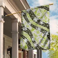 Olive Tahiti Tiare Monstera Garden Flag Polynesian Pattern Curve Style - Polynesian Pride