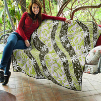 Olive Tahiti Tiare Monstera Quilt Polynesian Pattern Curve Style - Polynesian Pride