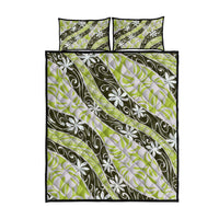 Olive Tahiti Tiare Monstera Quilt Bed Set Polynesian Pattern Curve Style LT01 - Polynesian Pride