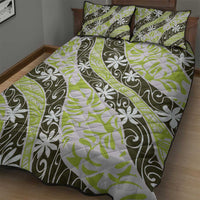 Olive Tahiti Tiare Monstera Quilt Bed Set Polynesian Pattern Curve Style LT01 - Polynesian Pride