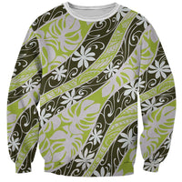 Olive Tahiti Tiare Monstera Sweatshirt Polynesian Pattern Curve Style LT01 Unisex Olive - Polynesian Pride