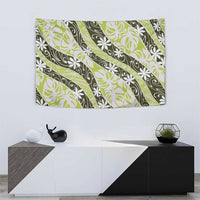 Olive Tahiti Tiare Monstera Tapestry Polynesian Pattern Curve Style LT01 - Polynesian Pride
