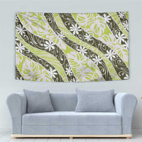 Olive Tahiti Tiare Monstera Tapestry Polynesian Pattern Curve Style LT01 - Polynesian Pride