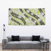 Olive Tahiti Tiare Monstera Tapestry Polynesian Pattern Curve Style LT01 - Polynesian Pride