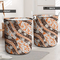 Puatou Tahiti Tiare Monstera Laundry Basket Polynesian Pattern Curve Style LT01 - Polynesian Pride