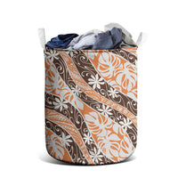 Puatou Tahiti Tiare Monstera Laundry Basket Polynesian Pattern Curve Style LT01 - Polynesian Pride